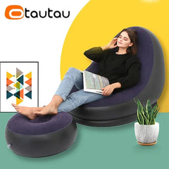 OTAUTAU - Sillón inflable plegable de PVC con flocado y asiento deslizante para almuerzo