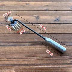 Herramienta para arrancar malezas, herramienta portátil para jardín, desherbador manual de 4 dientes forjado en acero al manganeso para jardinería, plantación y desherbado de vegetales en patios y granjas.