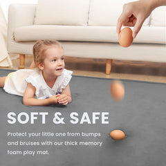 1.3in/2cm Thick Memory Foam Carpet – Soft Velvet Non-Slip Floor Rug for Living Room & Kids Play Area | Minimalist Plush Playpen Mat