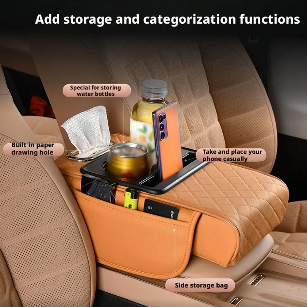 Padded black car center console armrest cushion