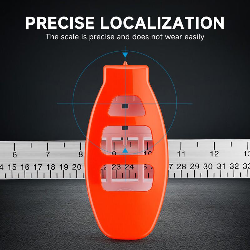 Picture hanging tool measuring and leveling a floating shelf