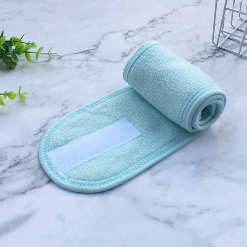 4 unidades de diademas faciales de spa, banda para la cabeza de ballena, toalla elástica de tela de rizo con cinta adhesiva mágica para baño, maquillaje y deporte, 8,9 cm de ancho (blanco)
