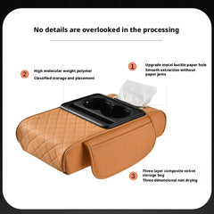 Center console cover with two side storage bags and tissue box slot