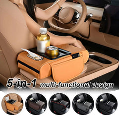 Black car center console armrest cushion 5-in-1 organizer with cup holders and storage