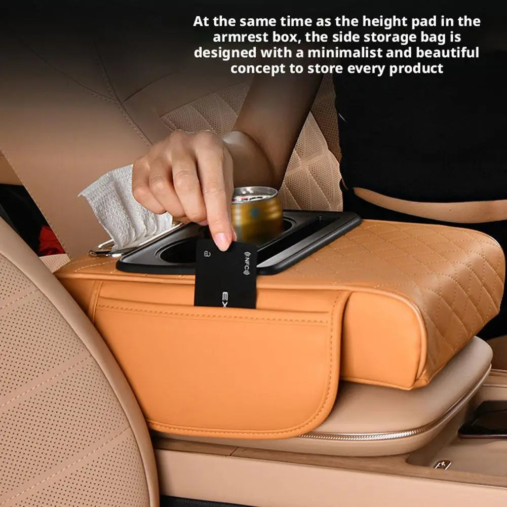 Car interior center console organizer that fits most sedans
