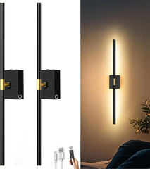 LED Magnetic Rechargeable Wall Sconce – Modern Gold & Black Square Wall Lamp with Remote Control and Adjustable Tricolor Lighting
