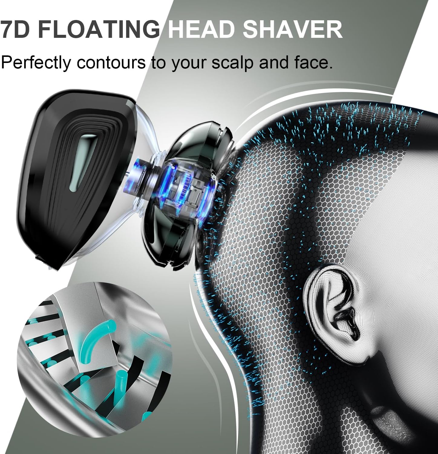7D Electric Head Shaver for Bald Men – Magnetic Blades, Waterproof, Cordless Grooming Kit
