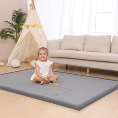 1.3in/2cm Thick Memory Foam Carpet – Soft Velvet Non-Slip Floor Rug for Living Room & Kids Play Area | Minimalist Plush Playpen Mat