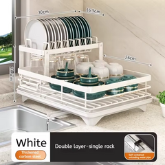 Adjustable Stainless Steel Dish Rack Over Sink with Drainboard – Premium 304 Grade Expandable Plate Drainer (15–22 in / 38–56 cm)