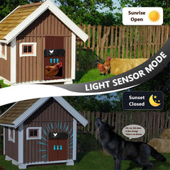Smart Automatic Chicken Coop Door Opener – Battery Operated, Light Sensor Controlled, Waterproof ABS Design for Chickens, Ducks & Small Pets