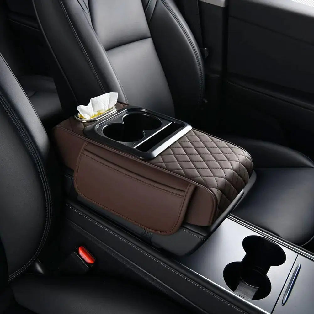 Car center console armrest cushion in Brown