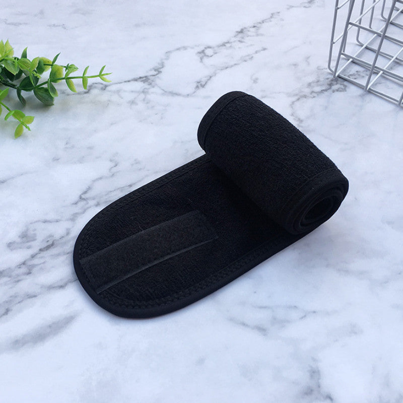 4 unidades de diademas faciales de spa, banda para la cabeza de ballena, toalla elástica de tela de rizo con cinta adhesiva mágica para baño, maquillaje y deporte, 8,9 cm de ancho (blanco)