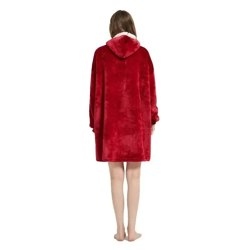 Sudadera con capucha de invierno para mujer y hombre, jersey de forro polar, manta gigante de TV extragrande con mangas largas de franela