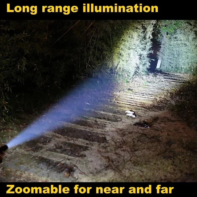 Linterna LED tipo bate de béisbol, de aleación de aluminio, enfocable y con zoom, superbrillante, para defensa personal, bastón táctico, linterna de emergencia.