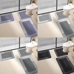 3-Piece Anti-Slip Bathroom Mat Set | Quick-Dry U-Shaped Toilet & Floor Mats