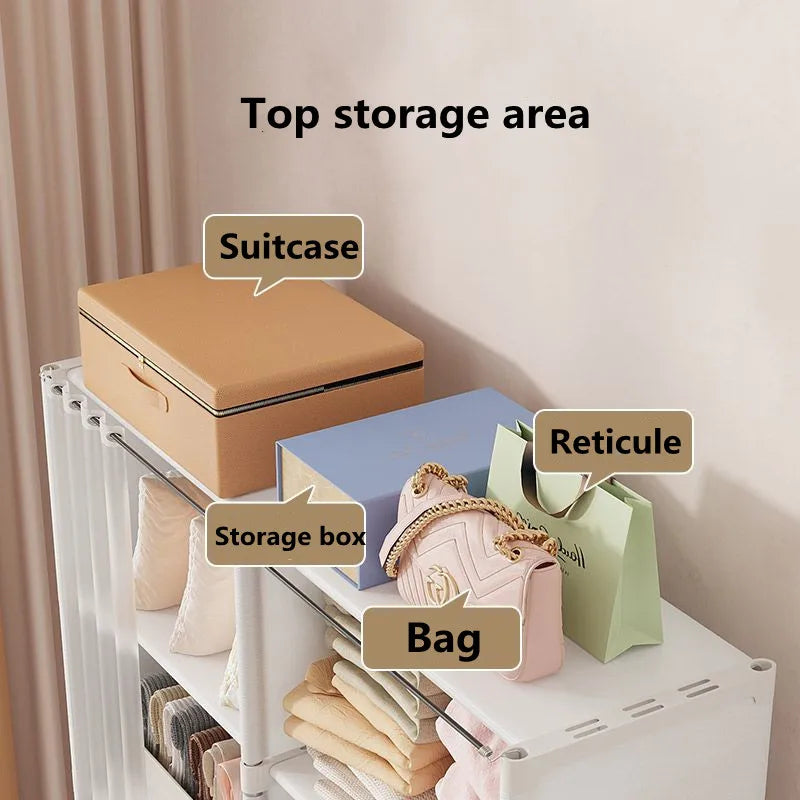 Armario sencillo a prueba de polvo de 5 o 6 capas para el hogar, dormitorio, dormitorio, armario de plástico multicapa para guardar ropa, juguetes, libros y escombros.
