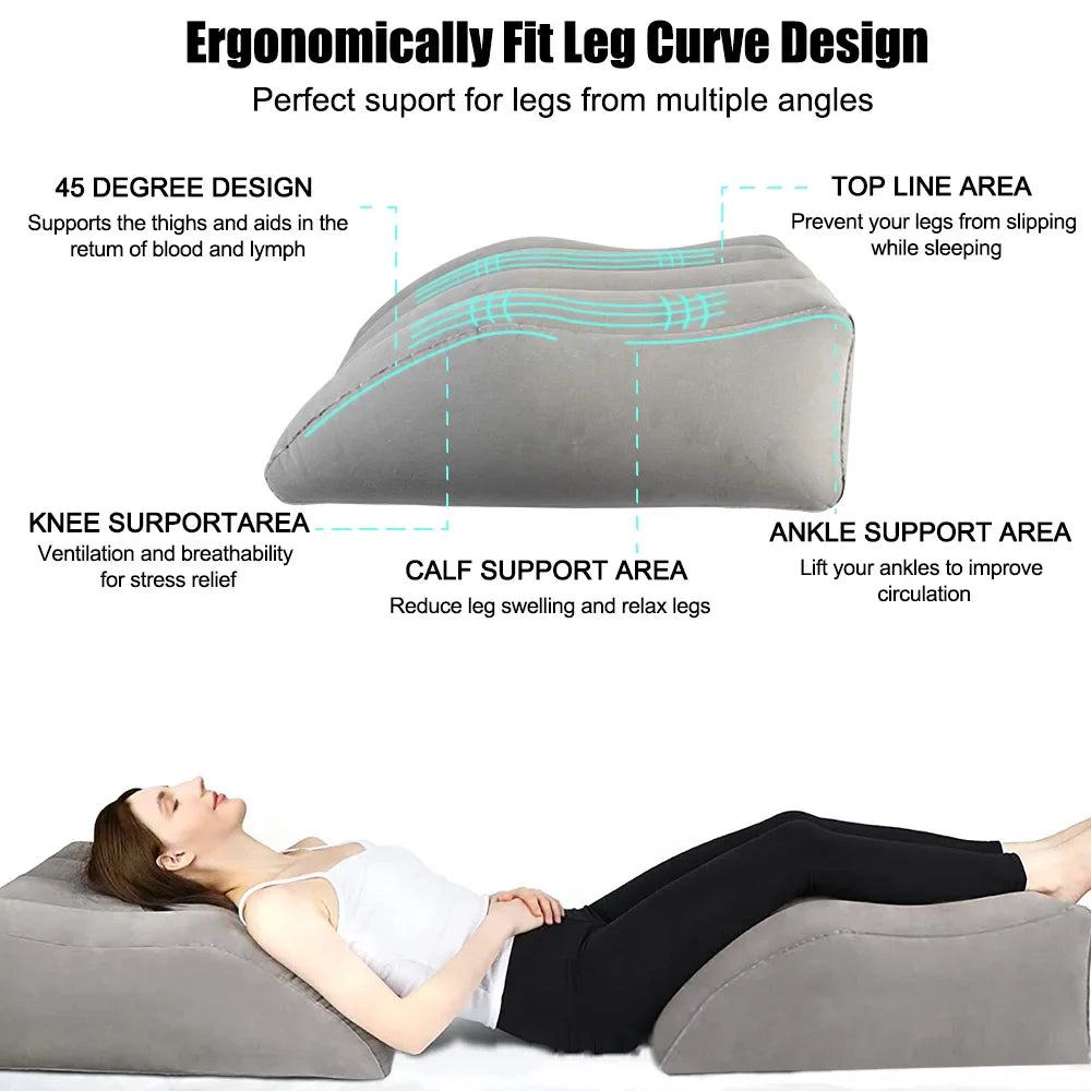 Wedge Pillow for Sleeping - Inflatable Leg Elevation Pillow for Swelling,Circulation,Leg & Back Pain Relief,Leg Support Polyvinyl Chloride Pillow for After Aurgery,Hip,Foot,Ankle Recovery