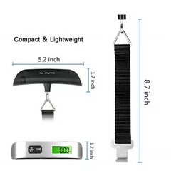 Portable Digital Luggage Scale 50kg/110lb with LCD Display – Hanging Baggage Weight Scale with Temperature Sensor & 1 Year Warranty Travel Tool