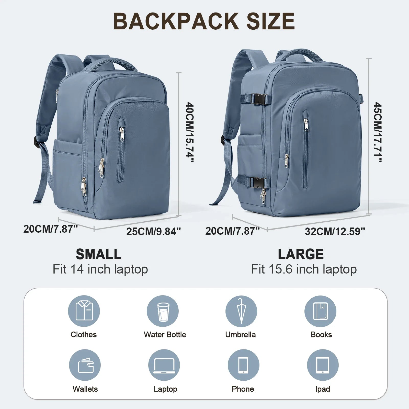Mochila de viaje para portátil de gran capacidad para mujer, Easyjet Carry-Ons (45 x 36 x 20 cm), mochila Ryanair (40 x 20 x 25 cm), mochila de cabina para hombre.