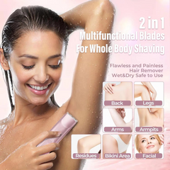 2-in-1 Female Epilator & Razor for Body, Legs, Face, Mustache & Bikini Trimmer