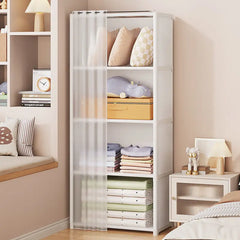 Armario sencillo a prueba de polvo de 5 o 6 capas para el hogar, dormitorio, dormitorio, armario de plástico multicapa para guardar ropa, juguetes, libros y escombros.