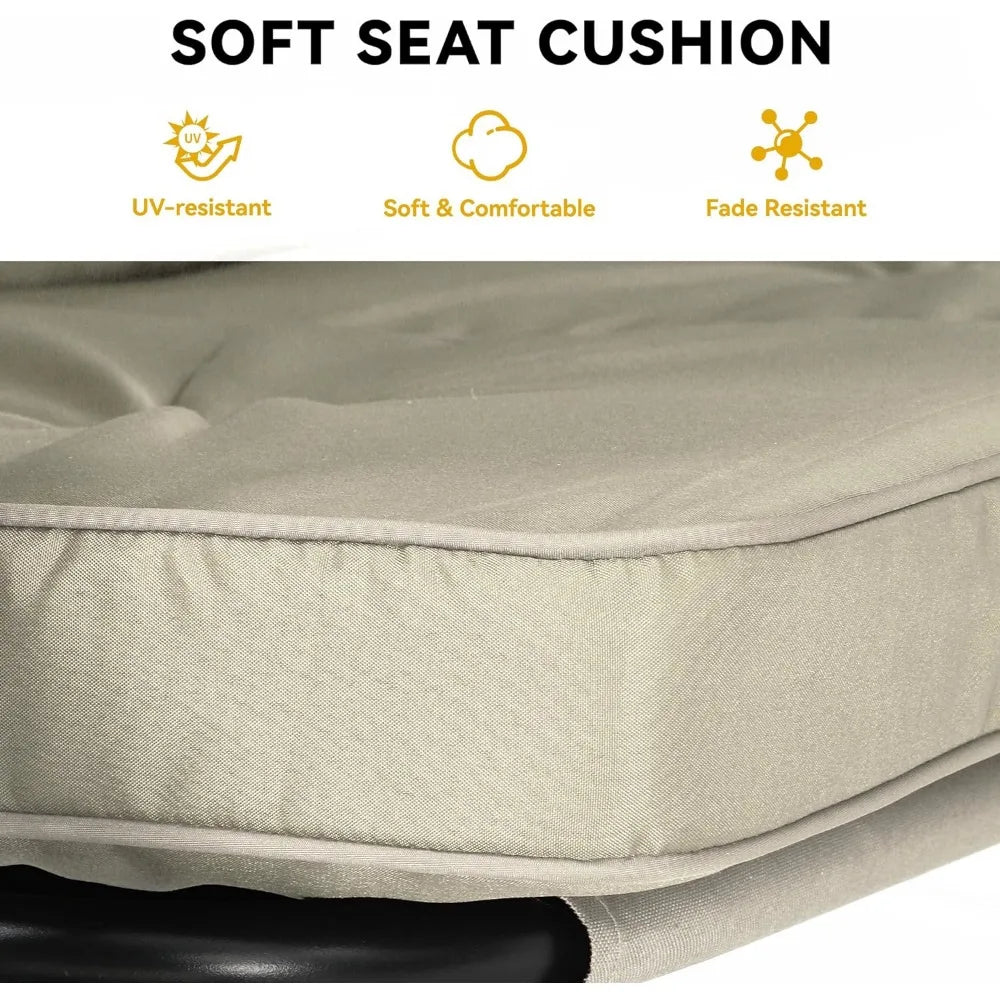 Columpios de exterior de 3 plazas para adultos, columpio de porche con dosel, columpio de patio exterior, columpio resistente con dosel ajustable