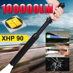 Linterna LED tipo bate de béisbol, de aleación de aluminio, enfocable y con zoom, superbrillante, para defensa personal, bastón táctico, linterna de emergencia.