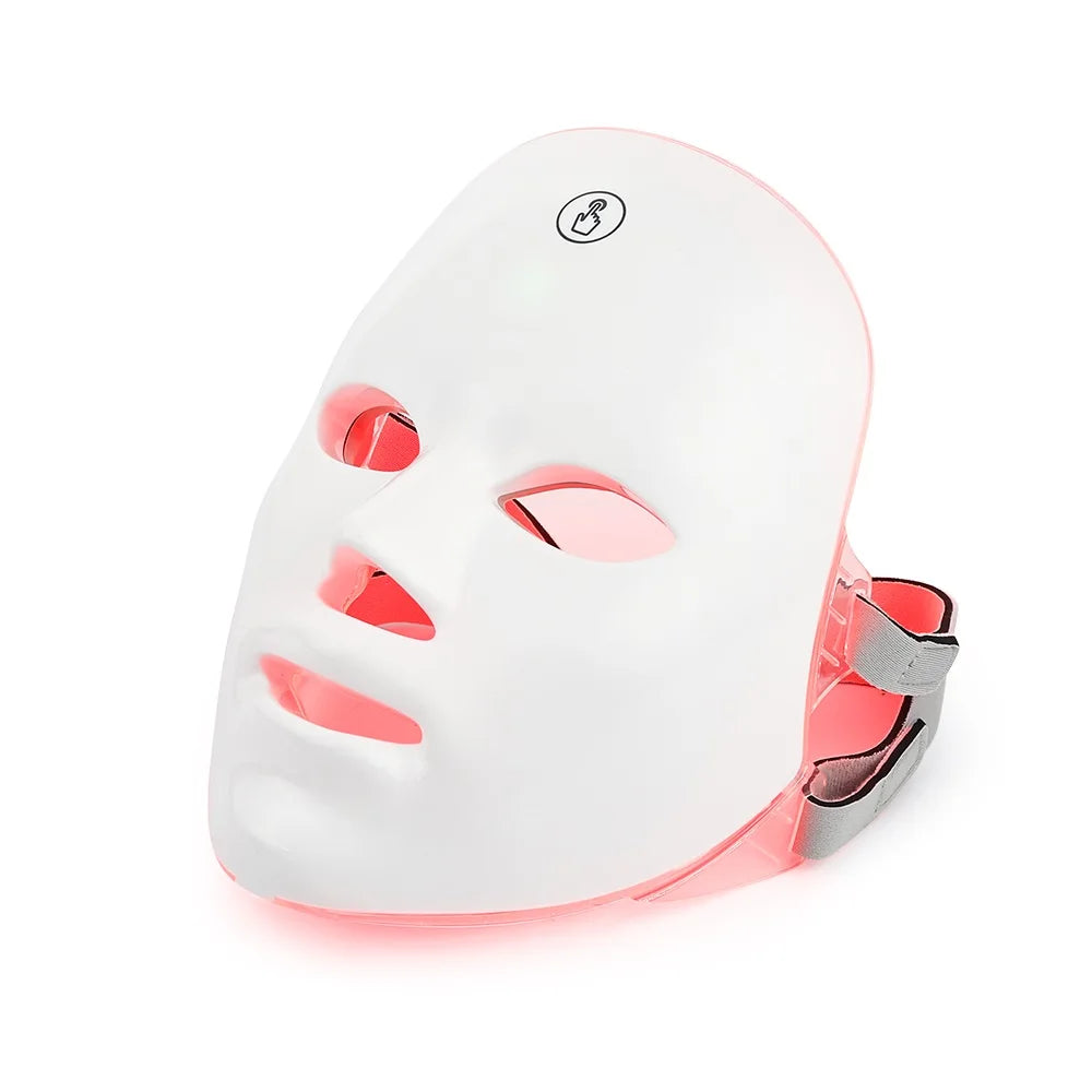 Máscara facial LED recargable de 7 colores para terapia de luz, máscara facial LED para terapia de luz en casa, máscara de terapia de luz azul y roja para rostro, dispositivos faciales