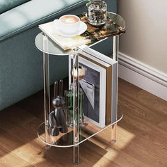 Mesa auxiliar de sofá, mesa de té transparente, mesa auxiliar, armario de almacenamiento de acrílico, mesitas de noche, mesa de centro de acrílico para decoración del hogar
