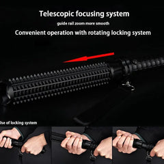 Linterna LED tipo bate de béisbol, de aleación de aluminio, enfocable y con zoom, superbrillante, para defensa personal, bastón táctico, linterna de emergencia.