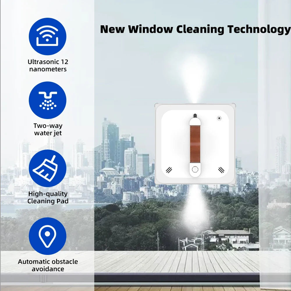 MORH M7 Limpiador de ventanas eléctrico con rociador de agua doble, control de aplicación, memoria inteligente, succión de alto vacío, robot limpiador de ventanas, paredes y vidrios para el hogar, robot limpiador de ventanas Winbot W1 Pro.