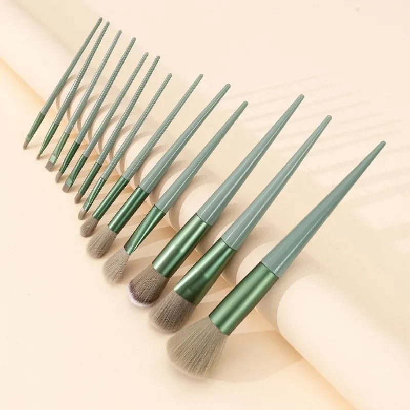 HEONYIRRY - Juego completo de 13 brochas de maquillaje, 3 colores, cerdas suaves, para mujer, base, sombra de ojos
