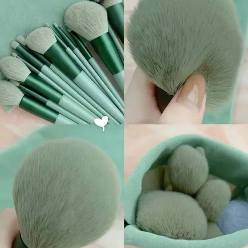 HEONYIRRY - Juego completo de 13 brochas de maquillaje, 3 colores, cerdas suaves, para mujer, base, sombra de ojos