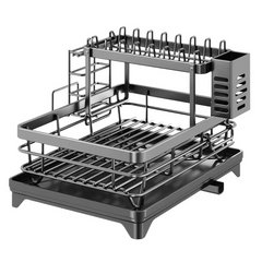 Adjustable Stainless Steel Dish Rack Over Sink with Drainboard – Premium 304 Grade Expandable Plate Drainer (15–22 in / 38–56 cm)