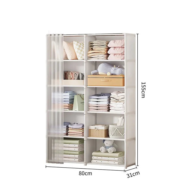 Armario sencillo a prueba de polvo de 5 o 6 capas para el hogar, dormitorio, dormitorio, armario de plástico multicapa para guardar ropa, juguetes, libros y escombros.