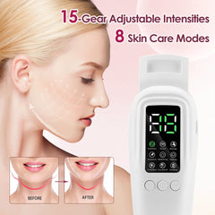 Dispositivo eléctrico para la papada y el contorno facial con 8 modos y 15 intensidades ajustables - Máquina inteligente para la papada y el contorno facial
