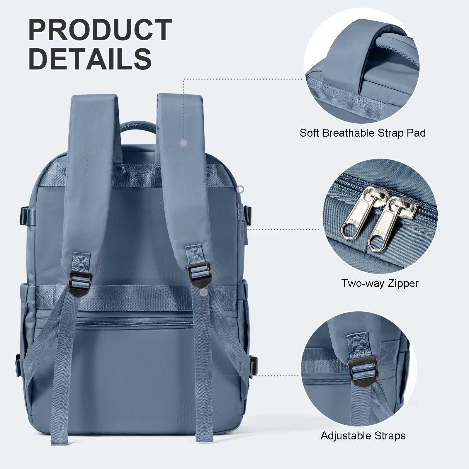 Mochila de viaje para portátil de gran capacidad para mujer, Easyjet Carry-Ons (45 x 36 x 20 cm), mochila Ryanair (40 x 20 x 25 cm), mochila de cabina para hombre.
