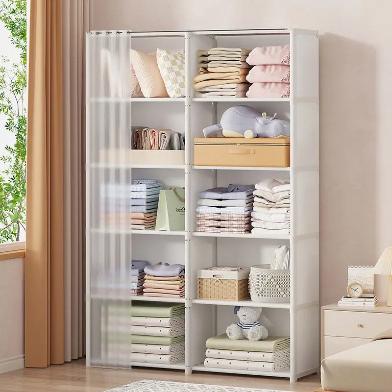 Armario sencillo a prueba de polvo de 5 o 6 capas para el hogar, dormitorio, dormitorio, armario de plástico multicapa para guardar ropa, juguetes, libros y escombros.