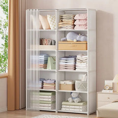 Armario sencillo a prueba de polvo de 5 o 6 capas para el hogar, dormitorio, dormitorio, armario de plástico multicapa para guardar ropa, juguetes, libros y escombros.