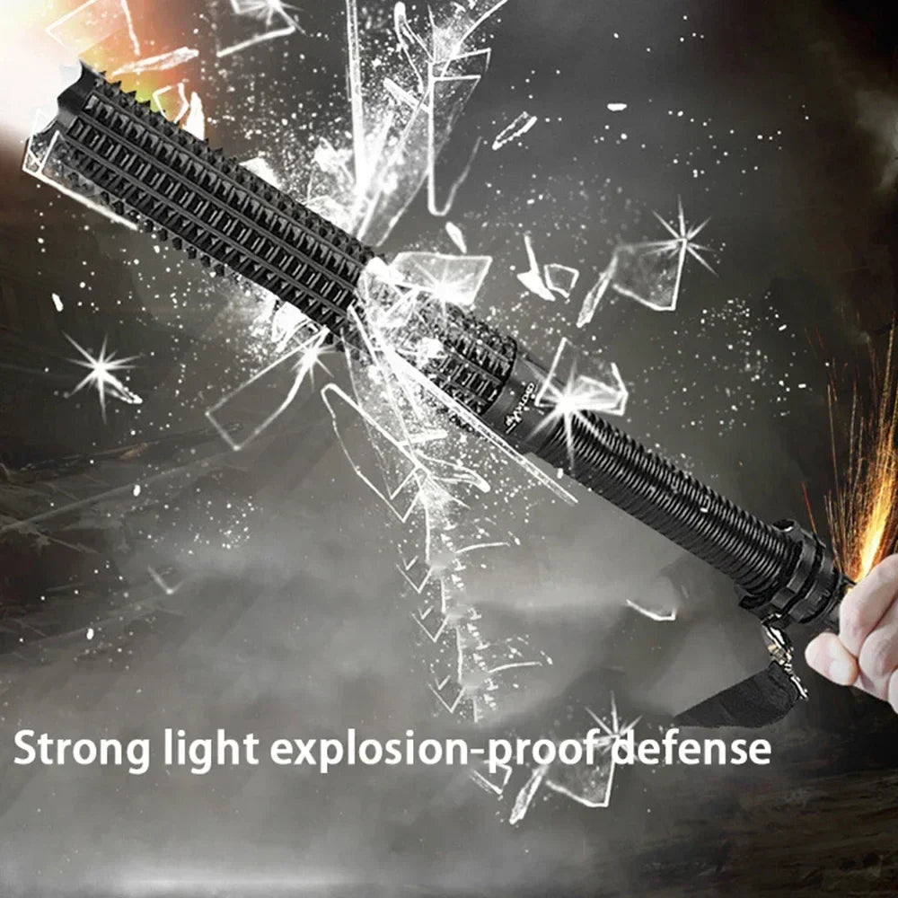 Linterna LED tipo bate de béisbol, de aleación de aluminio, enfocable y con zoom, superbrillante, para defensa personal, bastón táctico, linterna de emergencia.
