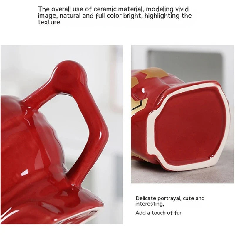 Marvel movie series peripheral Avengers Spider-Man Iron Man ceramic tea coffee mug, cartoon creative personalized water cup exquisite gift
