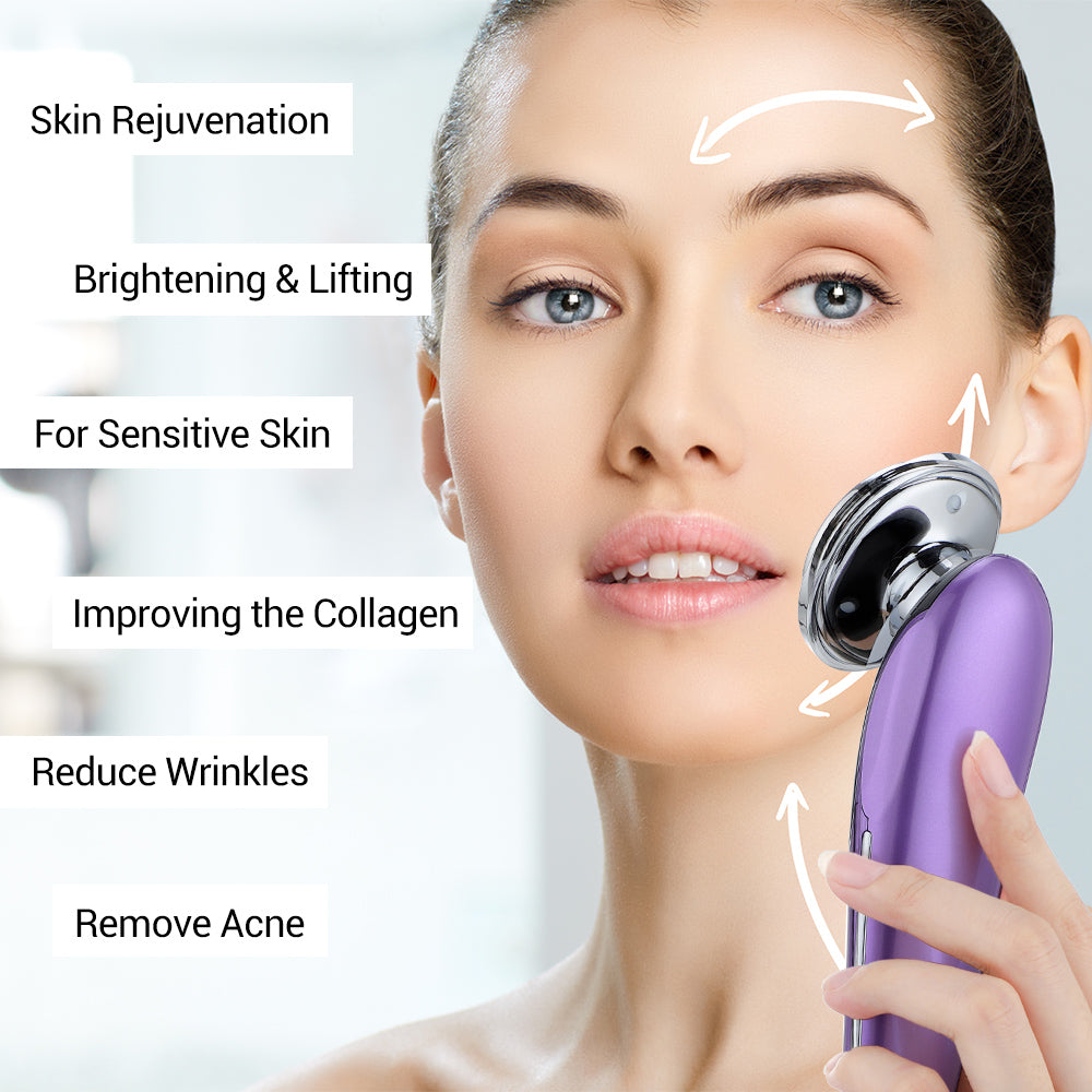 7-in-1 RF EMS Facial Massager – Anti-Aging Device for Skin Tightening, Wrinkle Reduction, Lifting & LED Light Therapy for Radiant Glass Skin