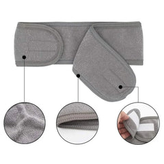 4 unidades de diademas faciales de spa, banda para la cabeza de ballena, toalla elástica de tela de rizo con cinta adhesiva mágica para baño, maquillaje y deporte, 8,9 cm de ancho (blanco)