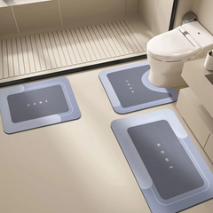 3-Piece Anti-Slip Bathroom Mat Set | Quick-Dry U-Shaped Toilet & Floor Mats
