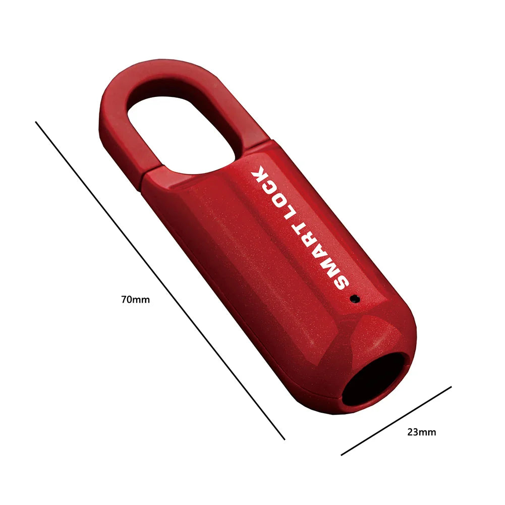 Mini candado de huella dactilar inteligente sin llave para mochilas, taquillas de gimnasio, maletas, mochilas, oficinas, etc. (negro/rojo)