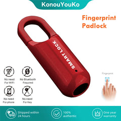 Mini candado de huella dactilar inteligente sin llave para mochilas, taquillas de gimnasio, maletas, mochilas, oficinas, etc. (negro/rojo)