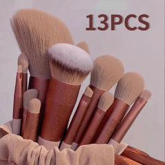 HEONYIRRY - Juego completo de 13 brochas de maquillaje, 3 colores, cerdas suaves, para mujer, base, sombra de ojos