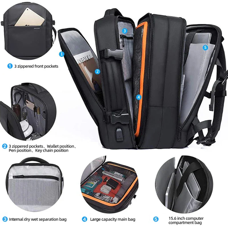Mochila Heroic Knight para hombre, delgada, de negocios, con puerto de carga USB, ligera, para portátil de 15,6 pulgadas, resistente al agua, antirrobo, para uso diario, oficina, trabajo, universidad, viajes (negro)