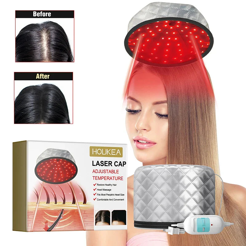 Gorro láser para regeneración capilar, reparación de daños, antifrizz y masaje del cuero cabelludo
