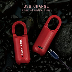 Mini candado de huella dactilar inteligente sin llave para mochilas, taquillas de gimnasio, maletas, mochilas, oficinas, etc. (negro/rojo)